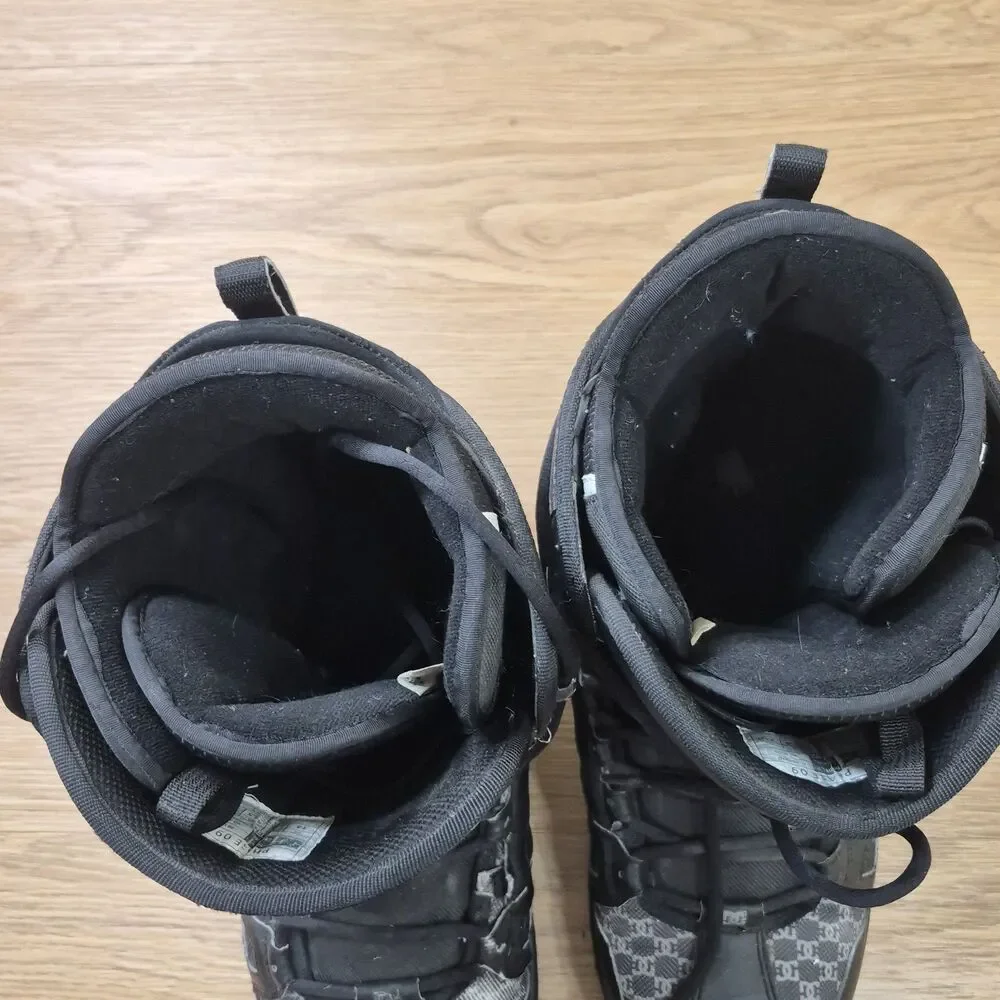 DC Phase 09 Snowboard Boots Mens 14 Black Gray Check Lace Up 2009 DC Logo READ